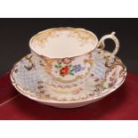 A H & R Daniel Mayflower tea cup and saucer, pattern no.4630, the saucer 14.5cm diam, c.1828-30