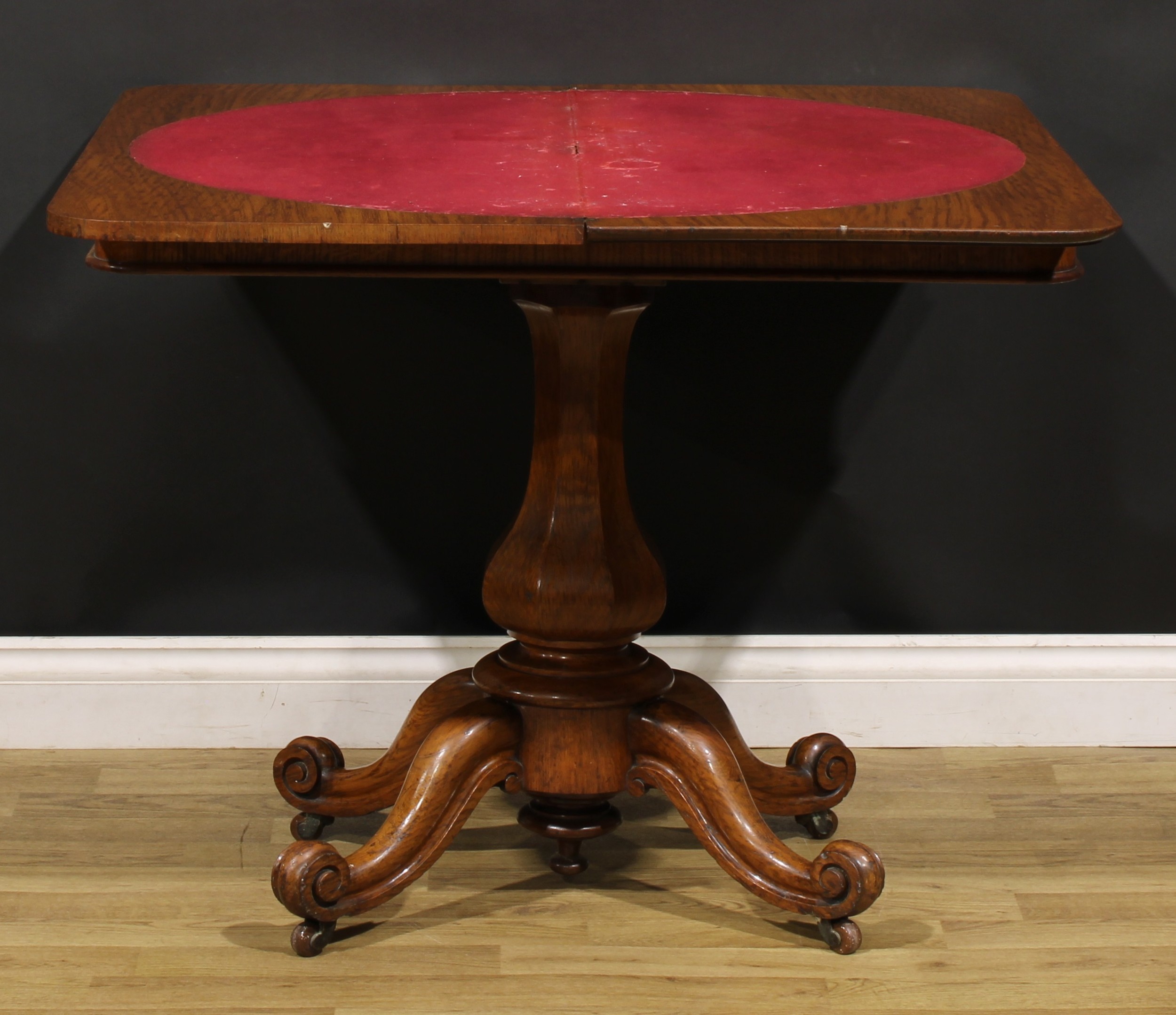 A Victorian oak card table, by William Constantine & Company (fl. 1834-1882), bears label FROM - Image 3 of 6