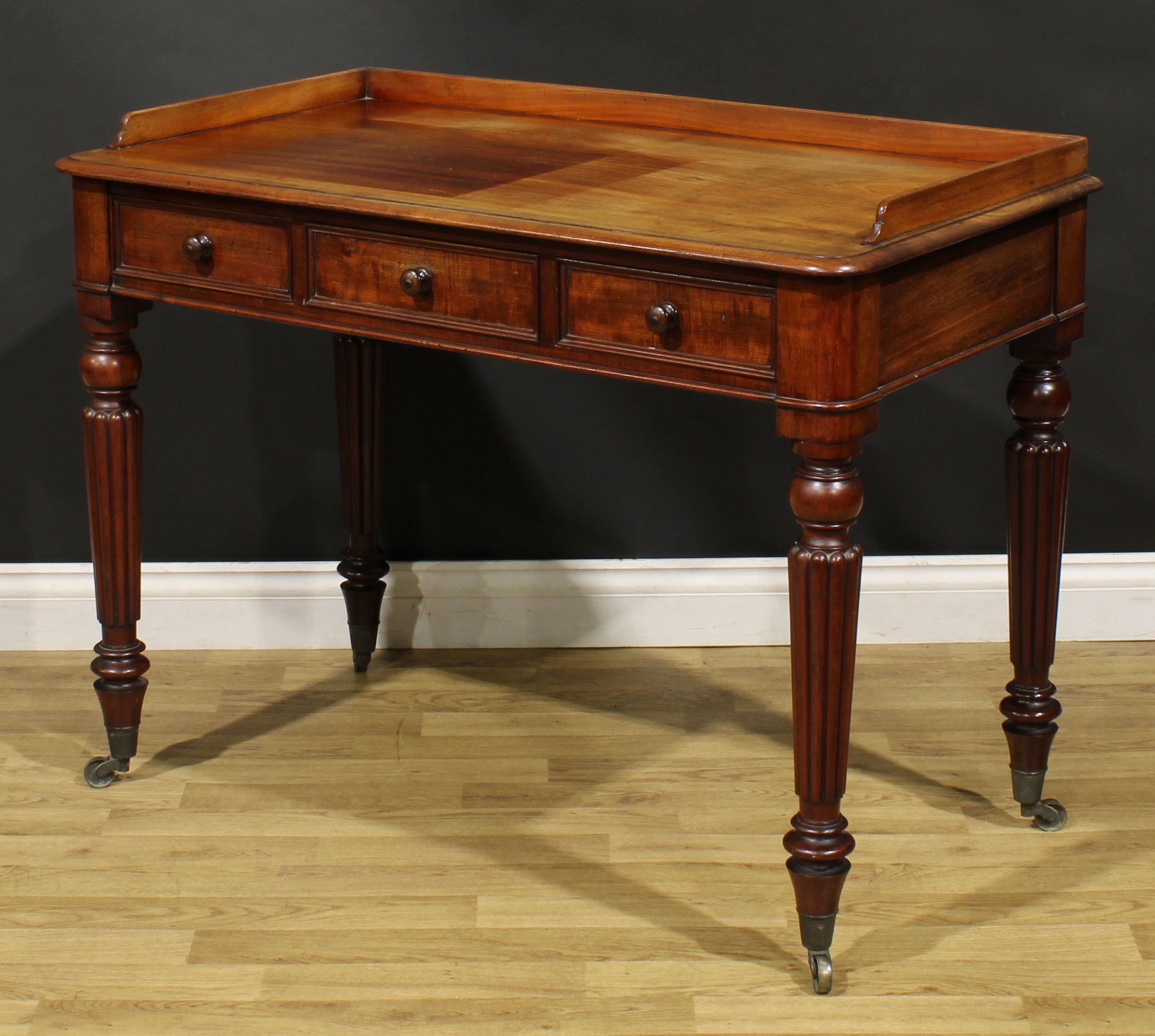 A George IV mahogany chamber side table, in the manner of Gillows of Lancaster and London, stamped - Image 5 of 7