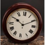 A mid 20th century mahogany British General Post Office double-sided fusee timepiece, each 28cm