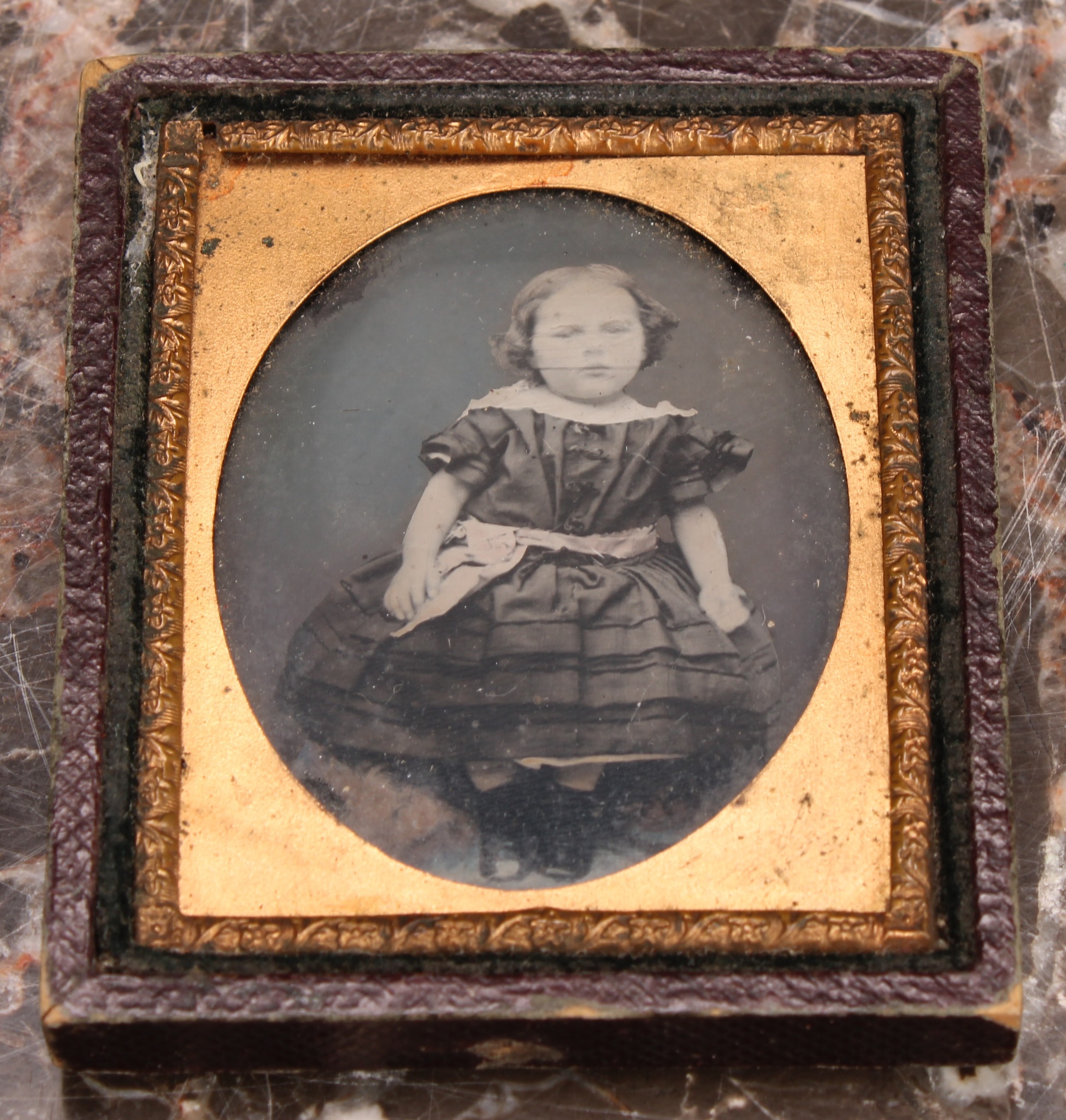 Photography - a 19th century ambrotype photograph on glass, of a lady, red Morocco case, 9cm long, - Image 7 of 9