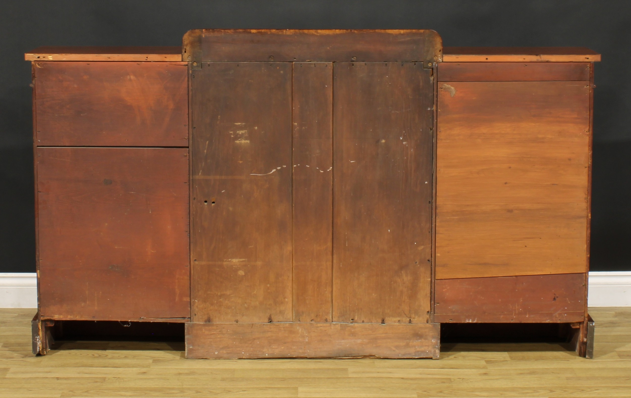 A Post-Regency mahogany break-centre low library bookcase, by J. Russell, upholsterer, cabinet - Image 5 of 5