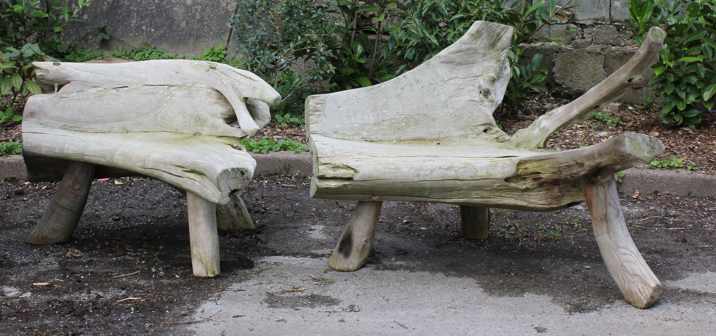 An Indonesian teak rootwood four-piece garden suite, comprising table and chairs, the table 78cm - Image 3 of 4