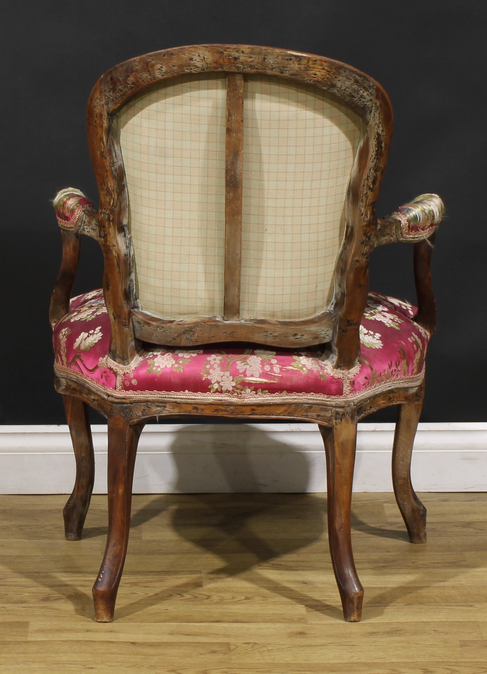 A pair of 19th century French Louis XV Revival beech fauteuil à la reine elbow chairs, 86cm high, - Image 9 of 9