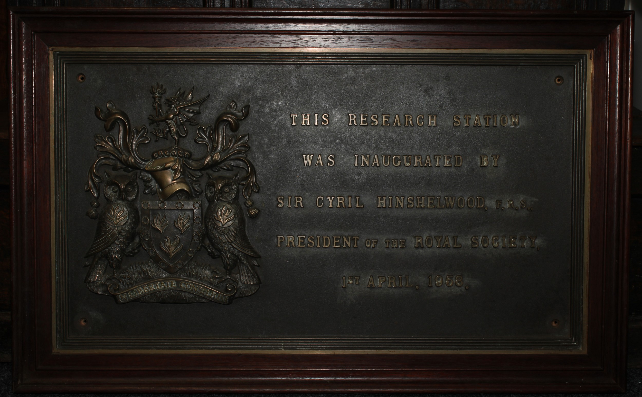 A large rectangular bronze plaque, boldly cast with the Crest of the Gas Council, inscribed 'This