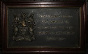 A large rectangular bronze plaque, boldly cast with the Crest of the Gas Council, inscribed 'This