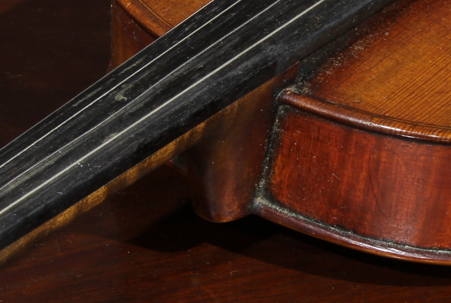 A violin, the two-piece back 36cm long excluding button, Stradiuarius 1721 label, ebonised tuning - Image 4 of 10