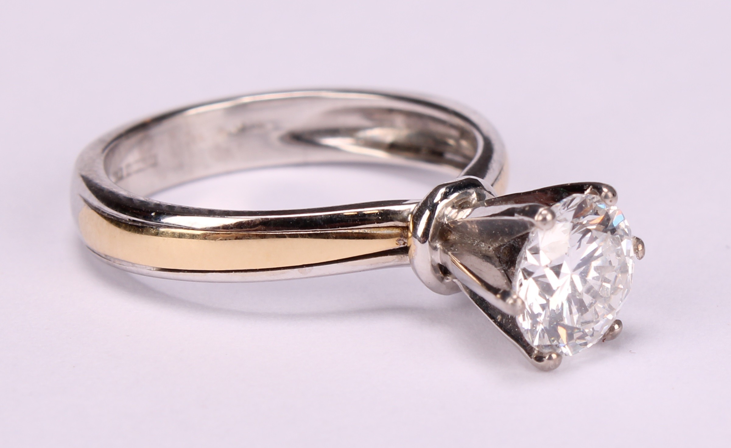 An 18ct white gold diamond solitaire ring, the round brilliant cut stone approx. 8mm wide, 5mm deep, - Image 2 of 4