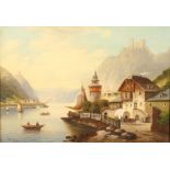 Continental School (19th century) On The Rhine, Bacharach, indistinctly signed, oil on canvas,