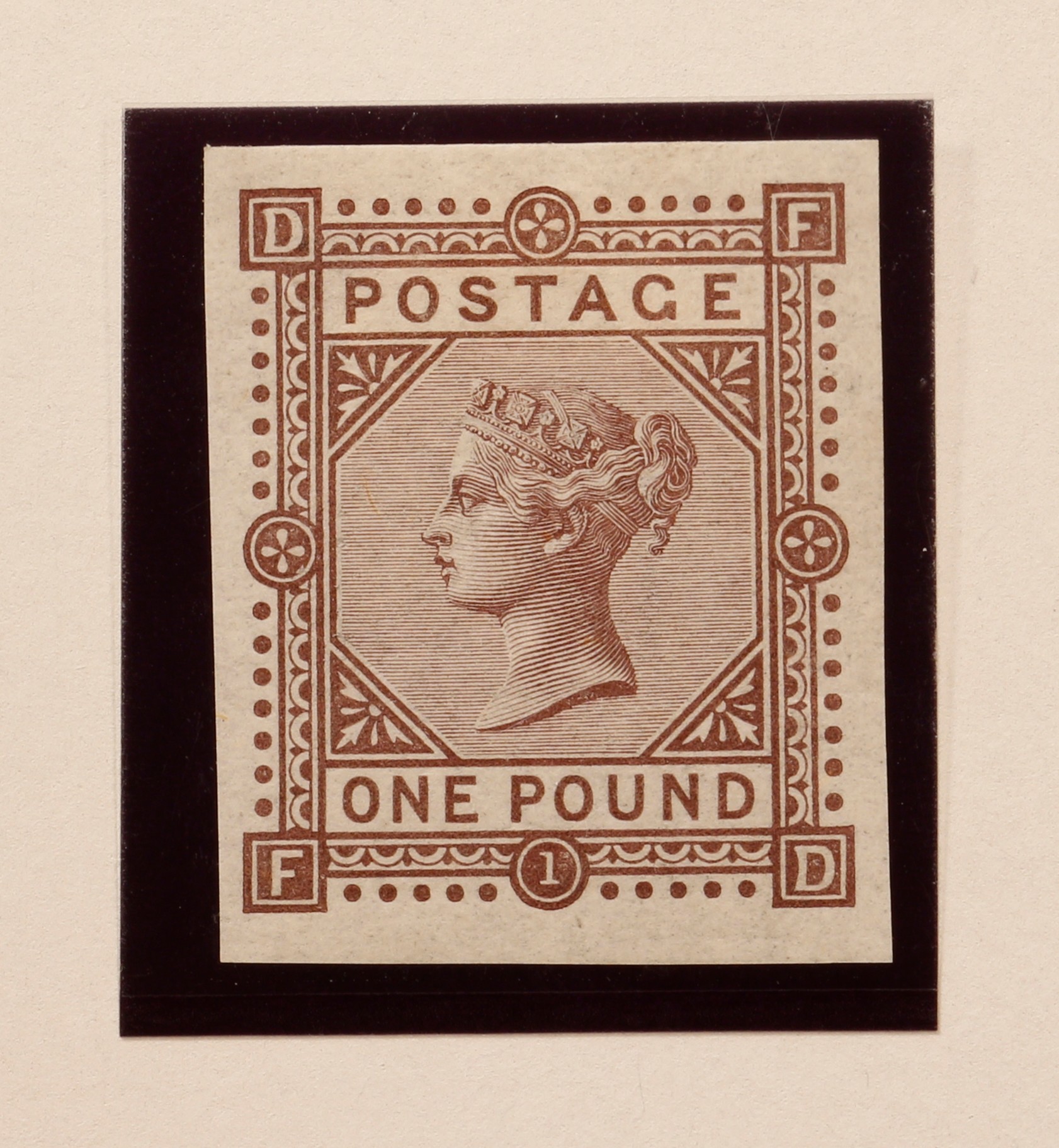 Stamps - QV 1878 £1 brown-lilac PL1 superb unused OG, imperforate, stamp Imprimatur lettered FD very - Image 2 of 3