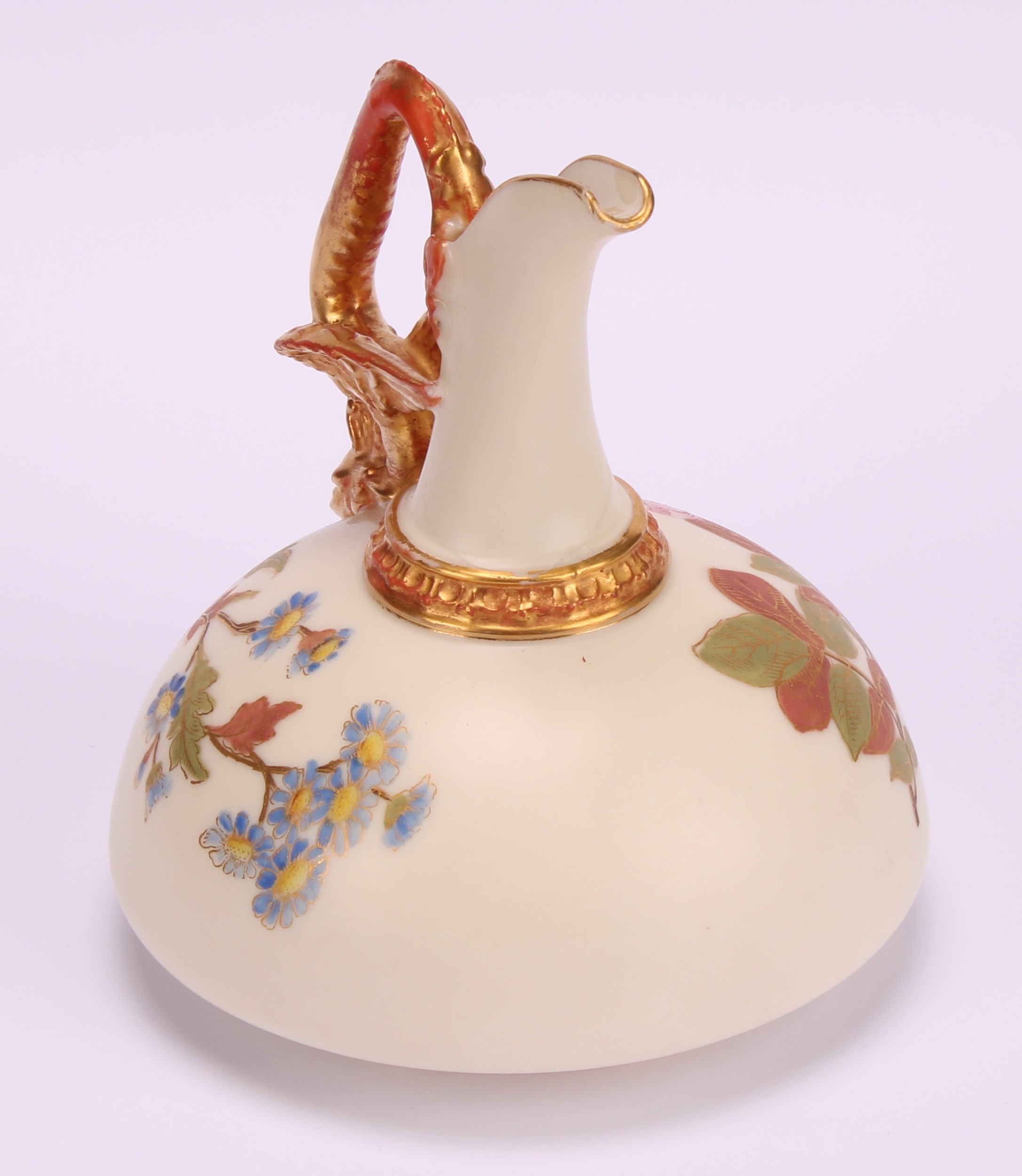 A pair of Royal Worcester ewers, of compressed form, decorated in the Aesthetic manner with - Image 8 of 10