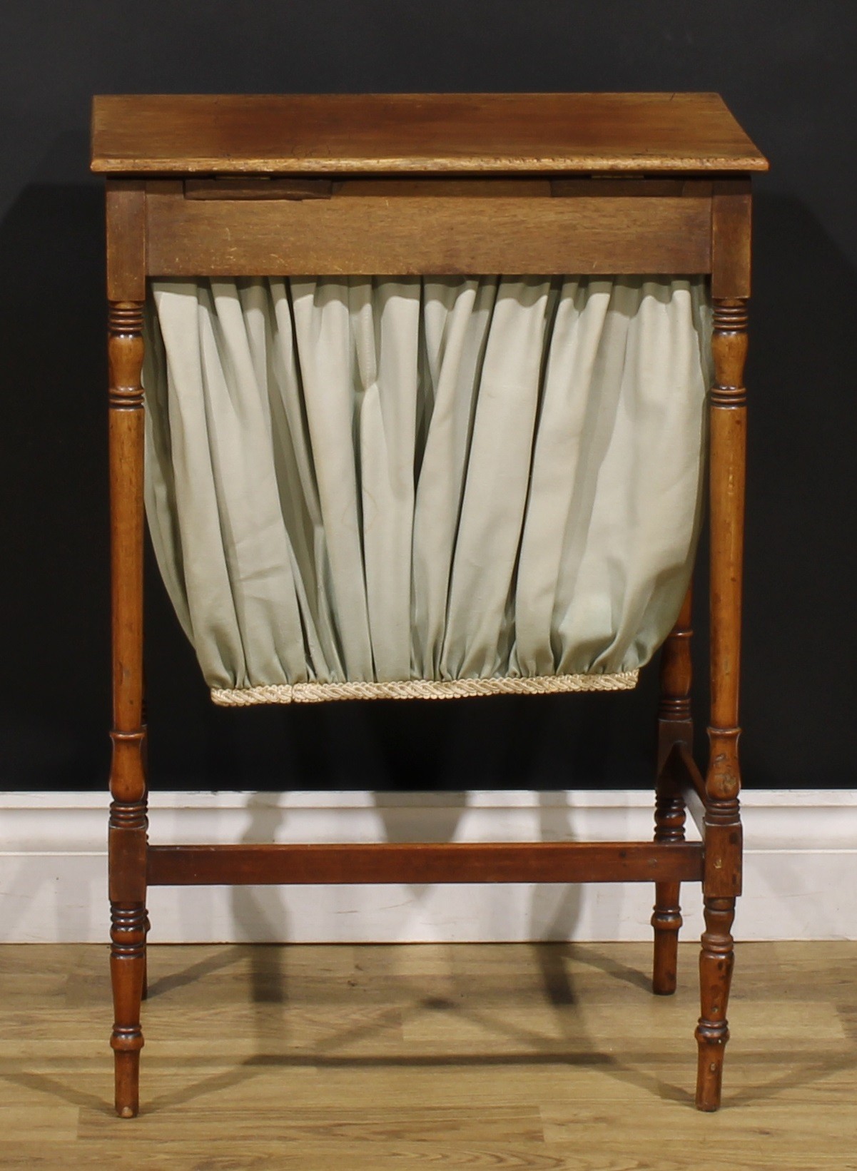 A George IV mahogany work table, hinged top, turned legs, 70cm high, 47.5cm wide, 34.5cm deep, c. - Image 6 of 6