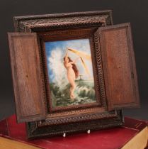A 19th century Continental porcelain rectangular plaque, probably Austrian, painted with Aurora