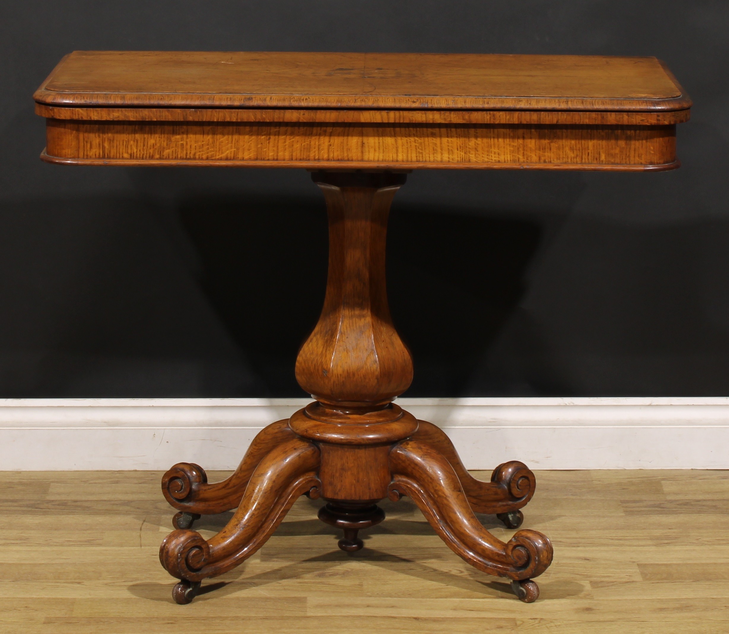 A Victorian oak card table, by William Constantine & Company (fl. 1834-1882), bears label FROM - Image 2 of 6