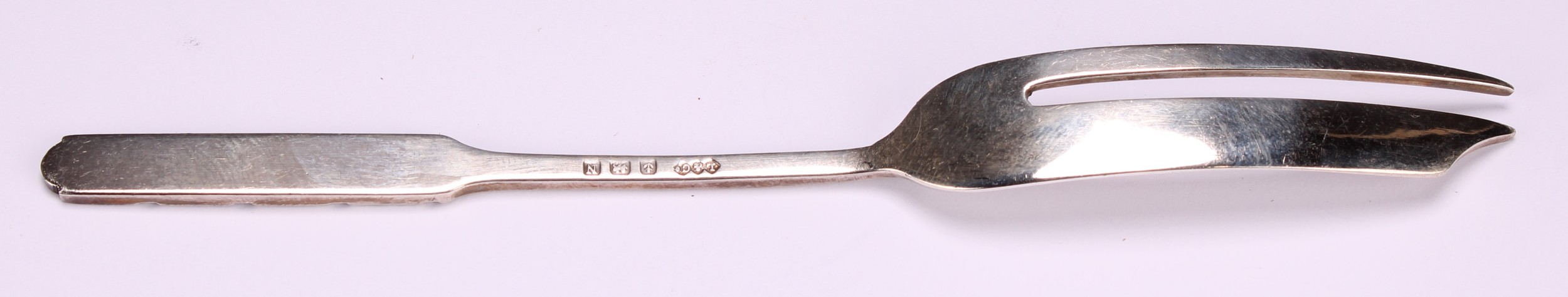 Liberty & Co - a set of six Arts and Crafts silver pastry forks, the terminals chased with - Image 3 of 4