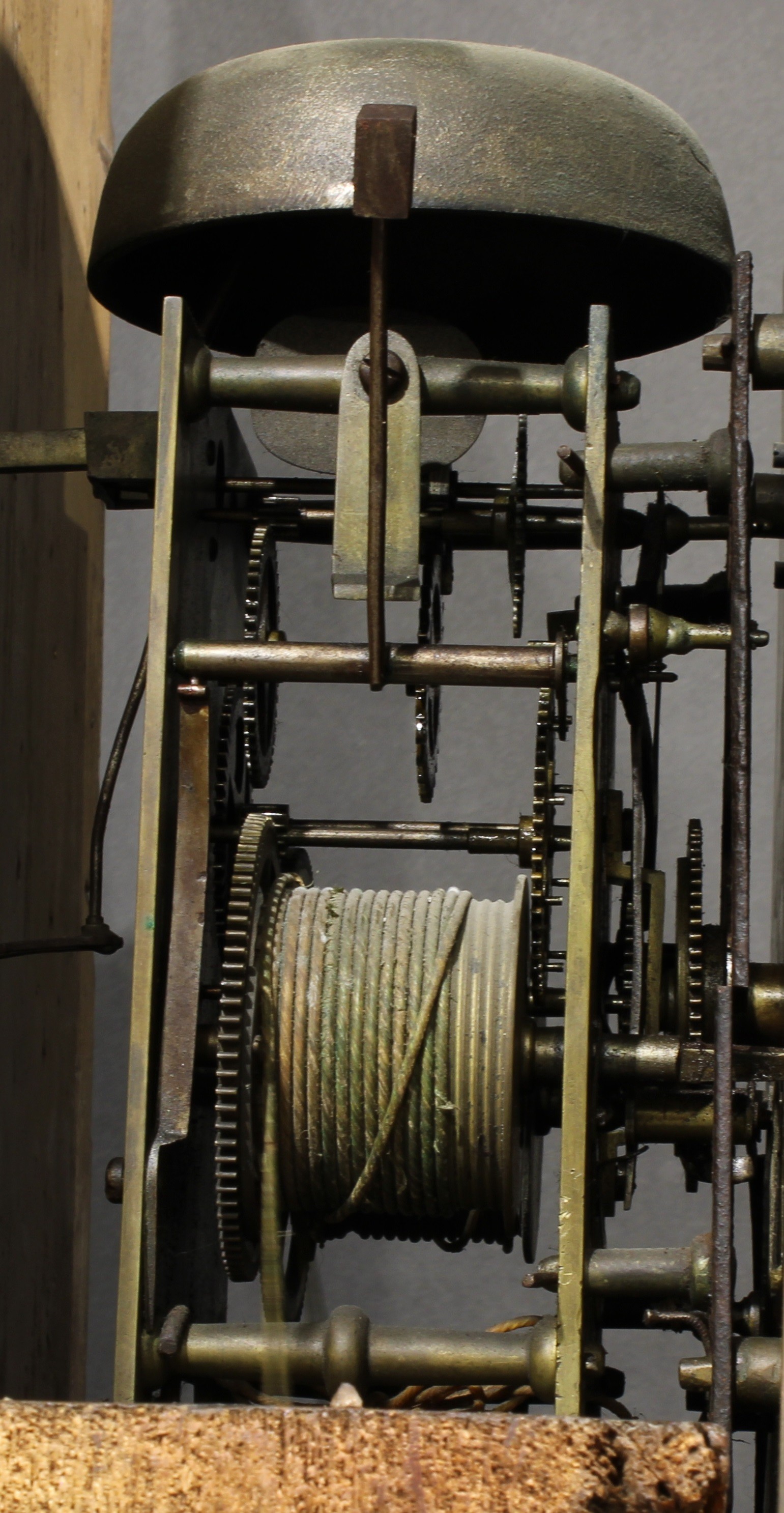 A George III Cornish oak and mahogany longcase clock, 33cm arched brass dial inscribed Roger - Image 5 of 6