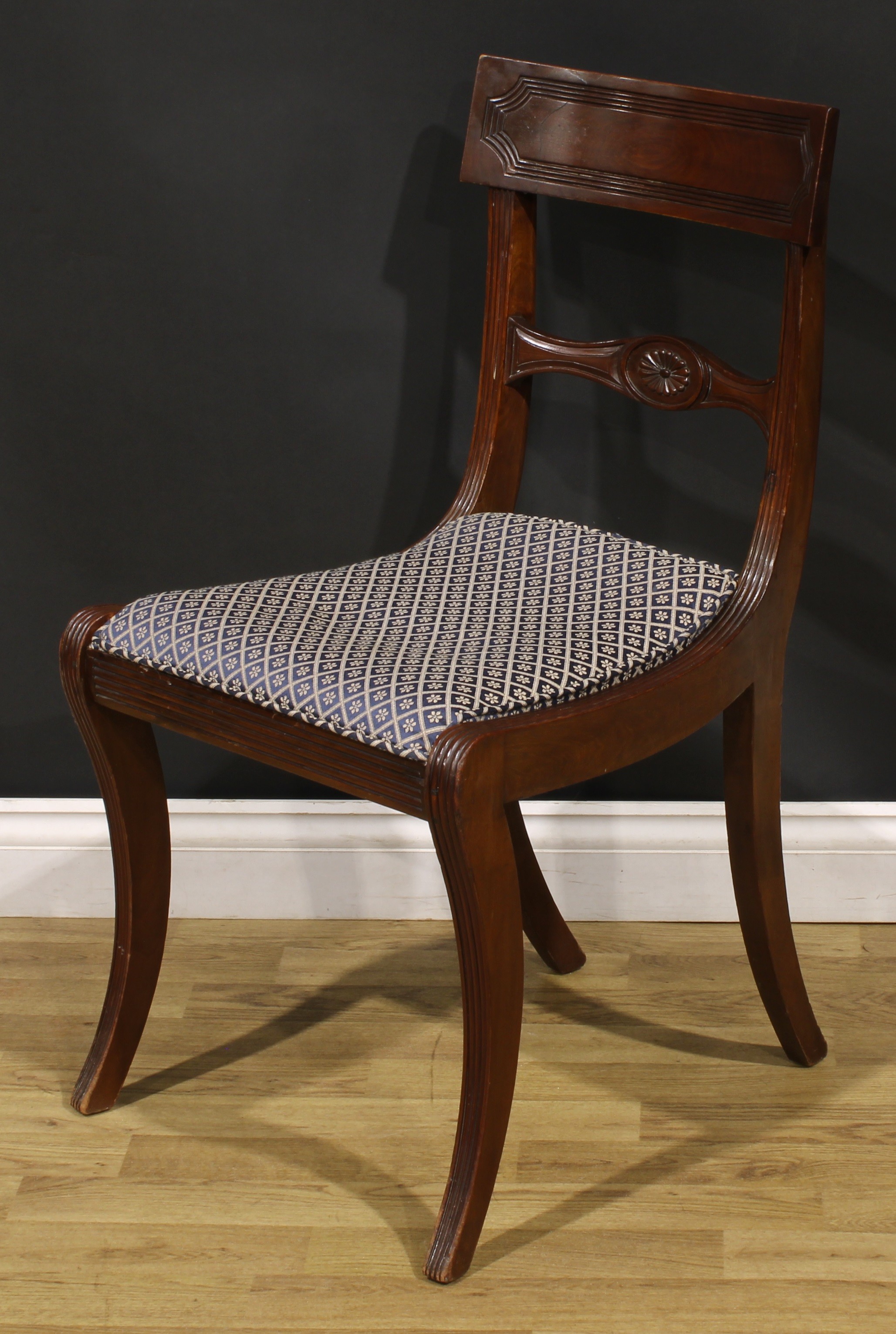 A set of ten Regency design mahogany bar-back dining chairs, comprising ten side chairs, reeded - Image 4 of 5
