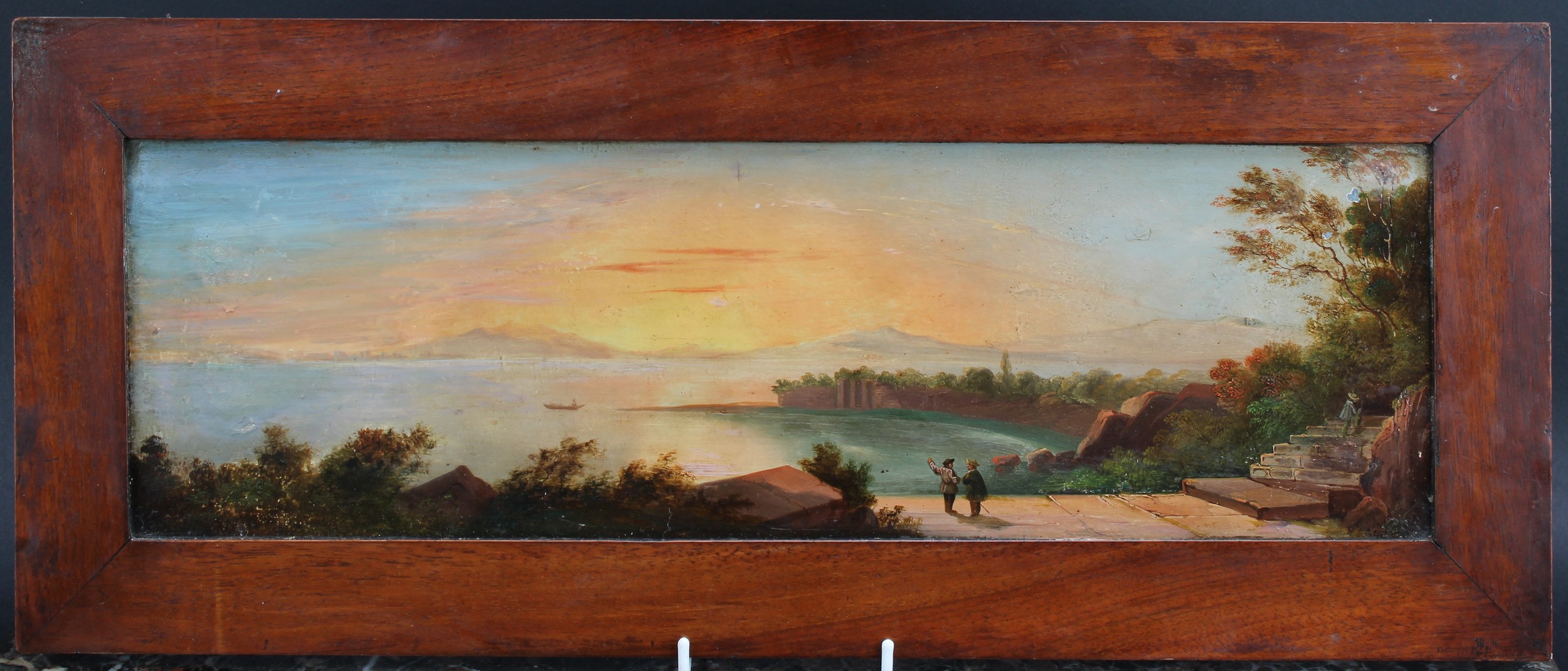 Italian School (19th century) Across the Lakes oil on metal panel, 14.5cm x 48cm - Image 2 of 3