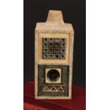 A Troika square lamp base, modelled by Louise Jinks, with geometric motifs, 29cm high, painted