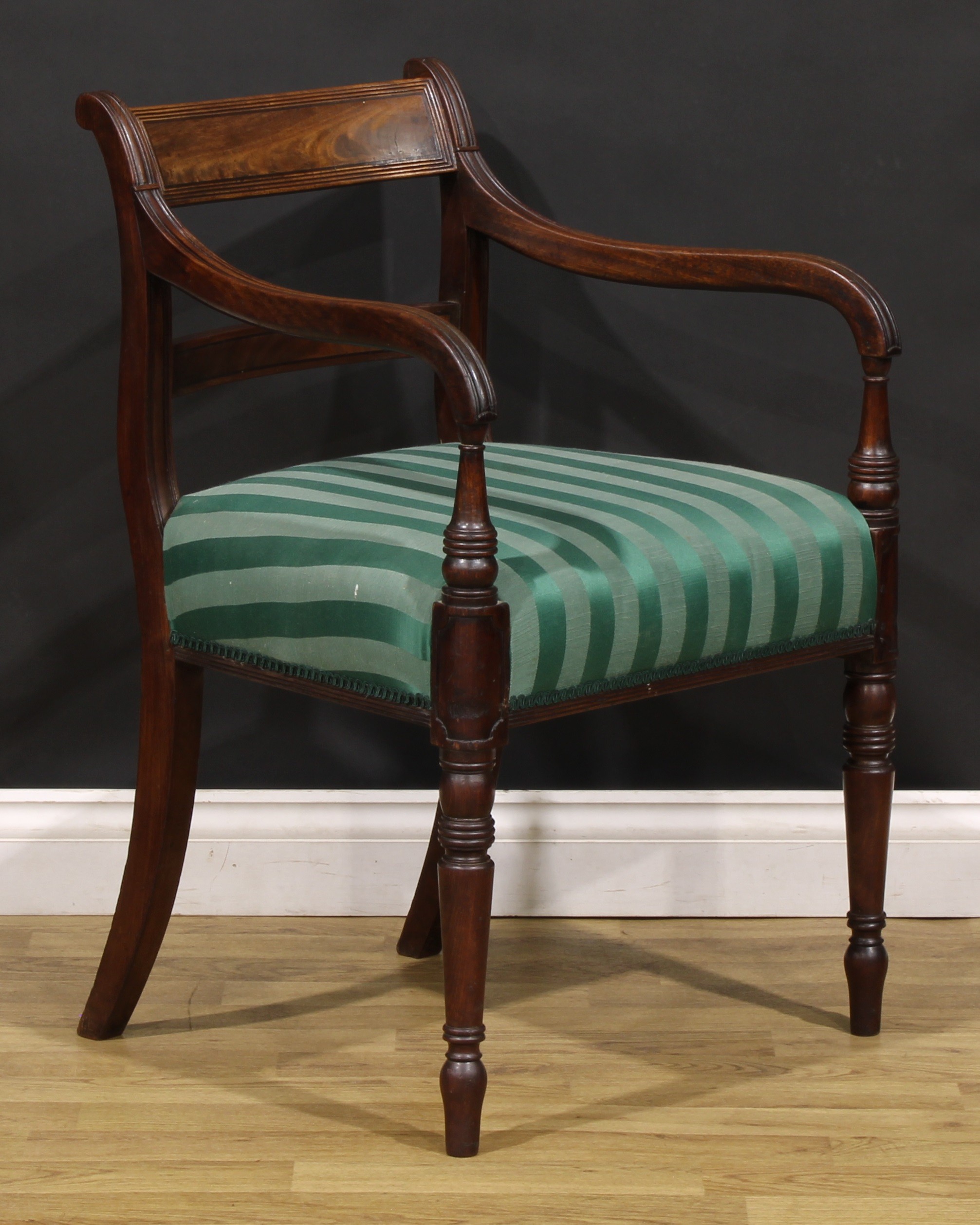 A set of eight Post-Regency mahogany bar-back dining chairs, comprising six side chairs and a pair - Image 3 of 9