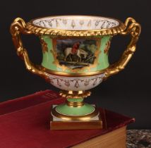 A Flight, Barr & Barr Worcester campana vase, painted with a drunken farmer on horseback, from the