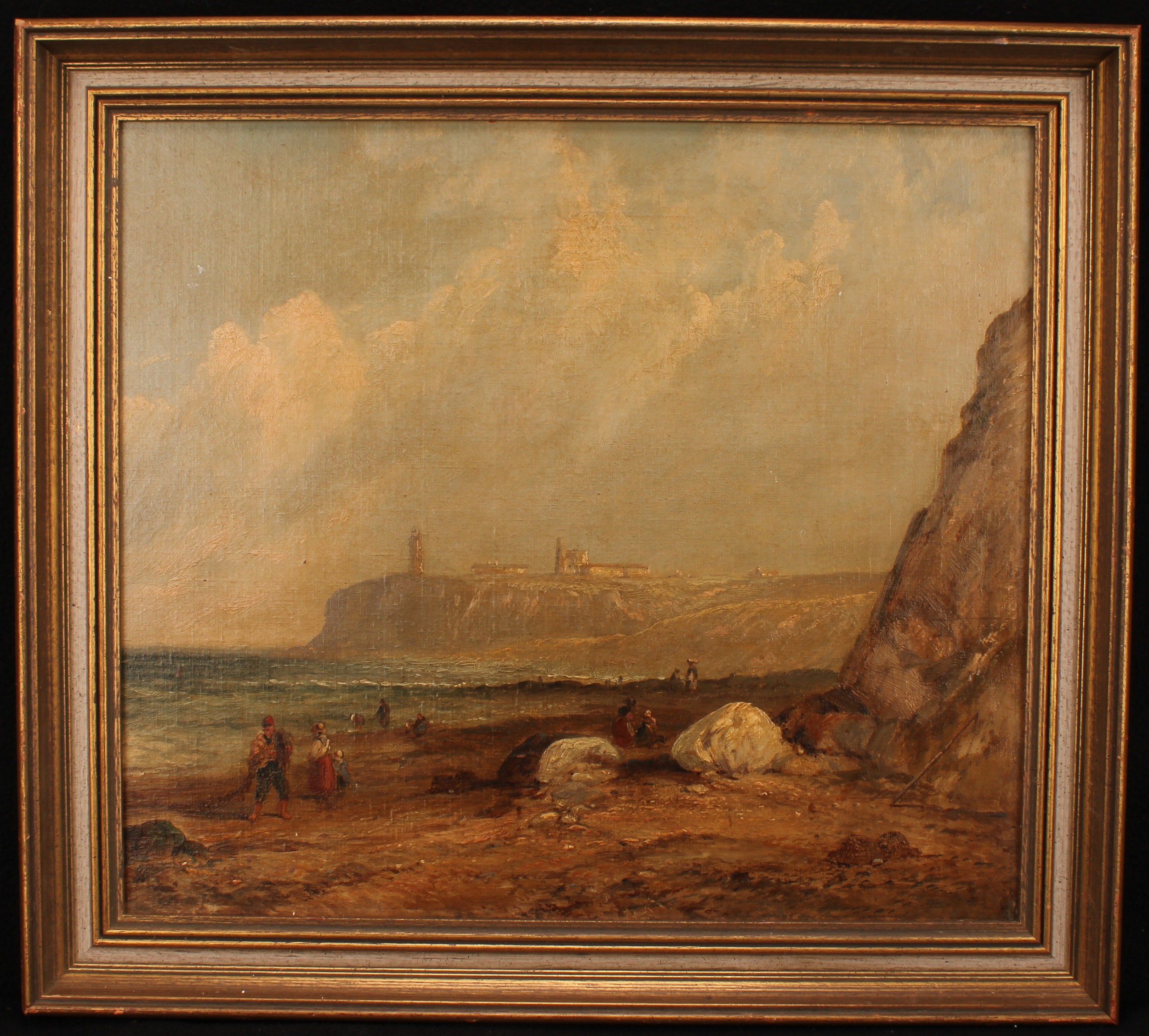 English School (19th century) Coastal Scene, oil on board, 39cm x 44.5cm - Image 2 of 3