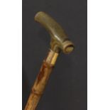 An early 20th century novelty walking stick, by Brigg, London, the L-shaped horn handle as a