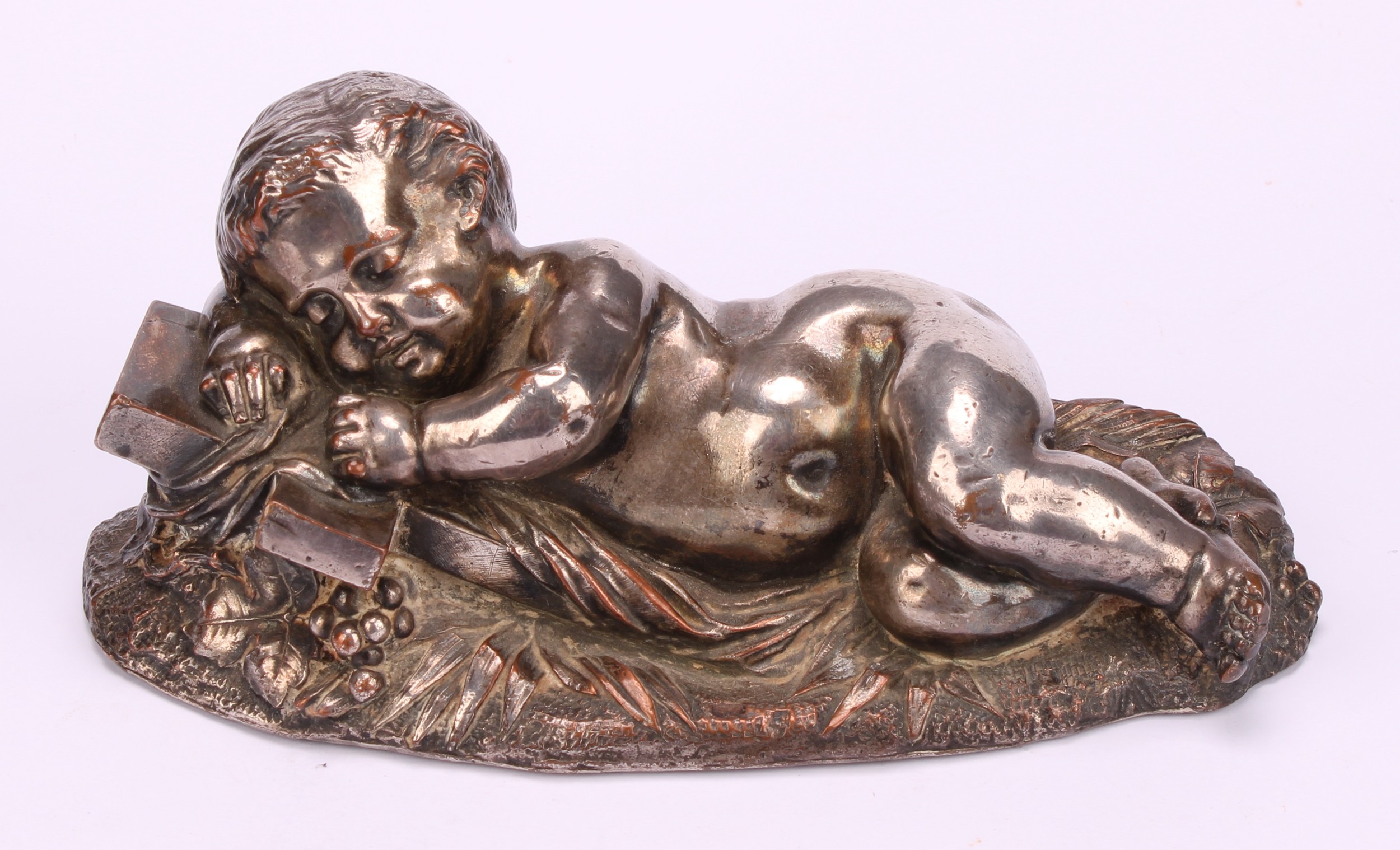 French School, late 19th century, a gilt bronze, Grape Picker, 13cm high; a silvered model, Sleeping - Image 8 of 13