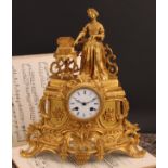 A 19th century French Louis XVI Revival ormolu mantel clock, 7.5cm white enamel dial inscribed