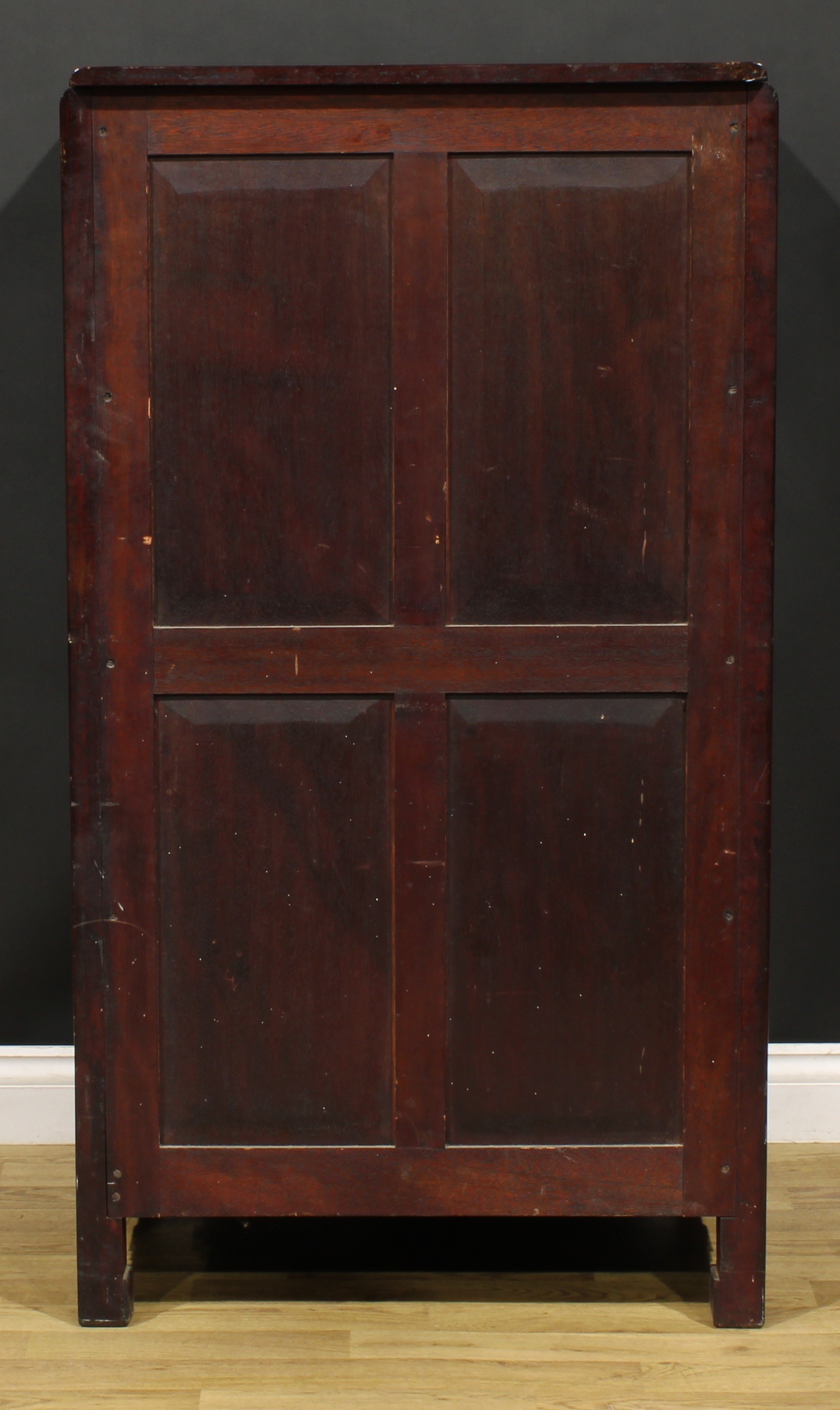 A Chinese hardwood side cabinet, moulded rectangular top above two panel doors centred by a long - Image 5 of 5