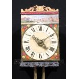 An early 19th century and later Dutch hook and spike Zaanse clock, 17cm painted dial inscribed