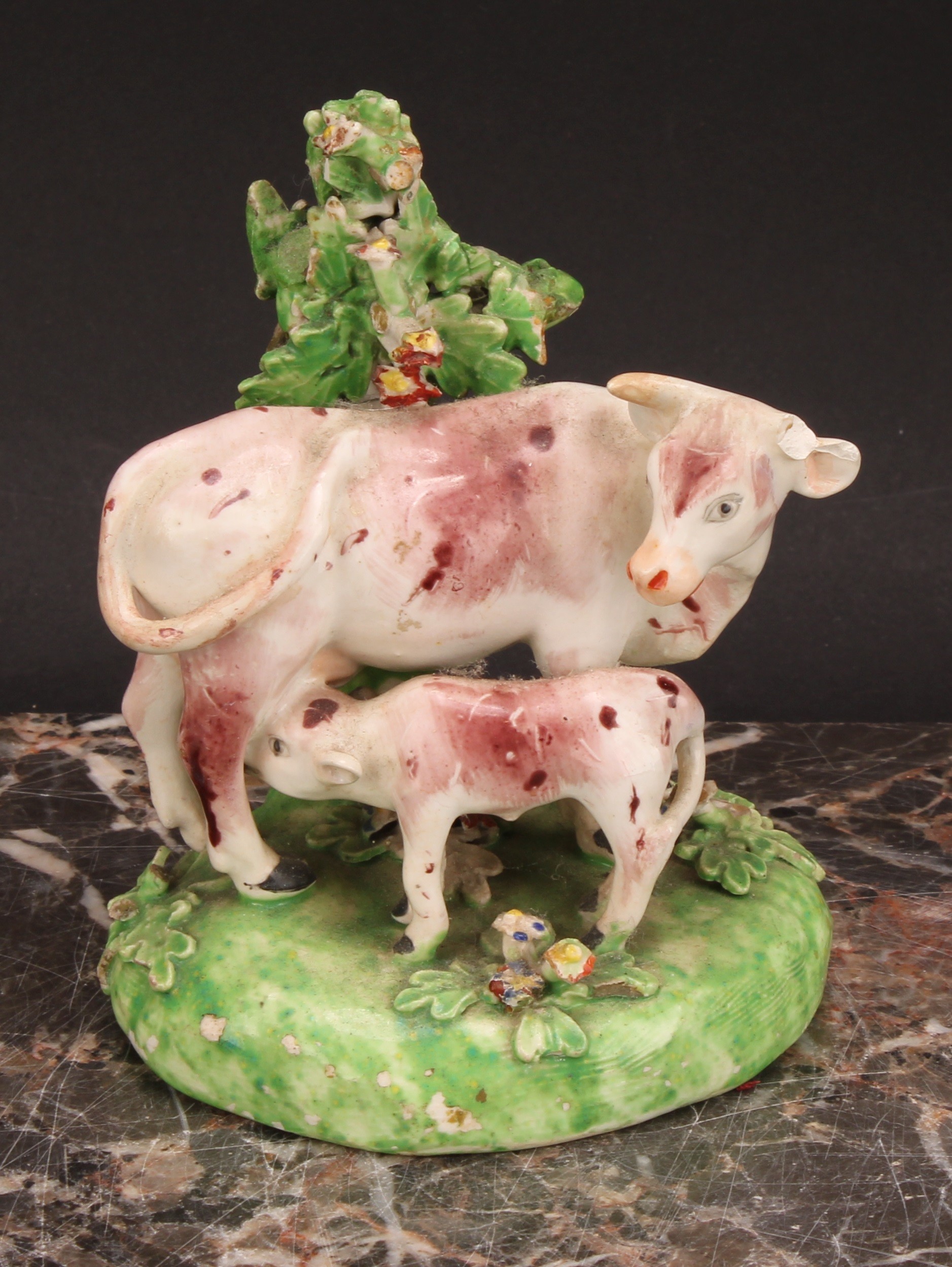 A Derby model, of a cow and her calf, beside a tree, 15cm high, c.1815; others similar (3) - Image 11 of 14