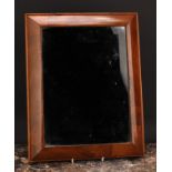 A 19th century walnut cushion mirror, bevelled plate, 43cm x 34cm