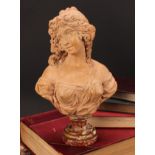 Italian School (19th century), a terracotta portrait bust, of a young beauty, Breccia marble plinth,