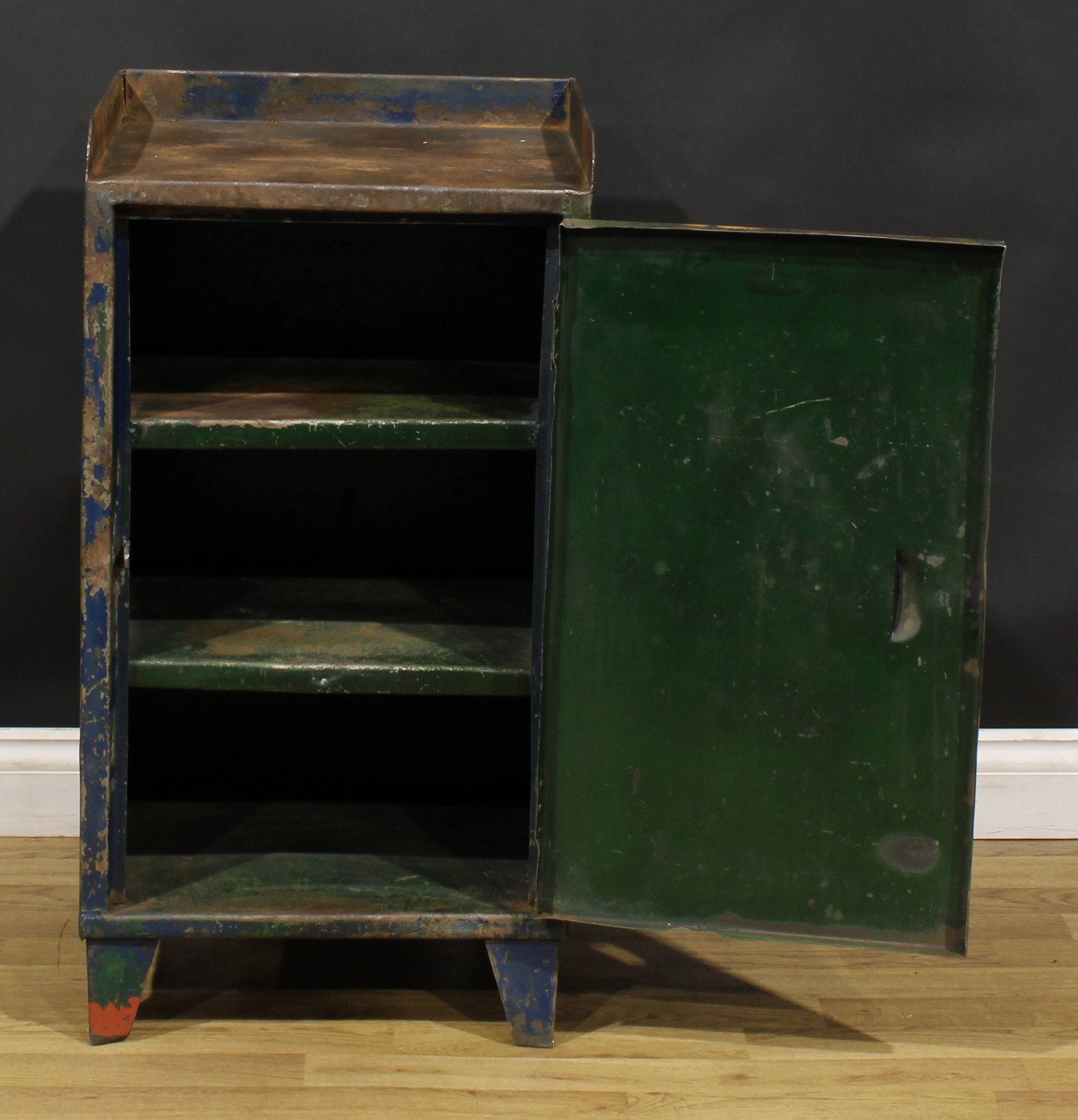 Mid-Century Industrial Salvage - a painted steel engineer’s or machinist’s work station cabinet, - Image 3 of 6