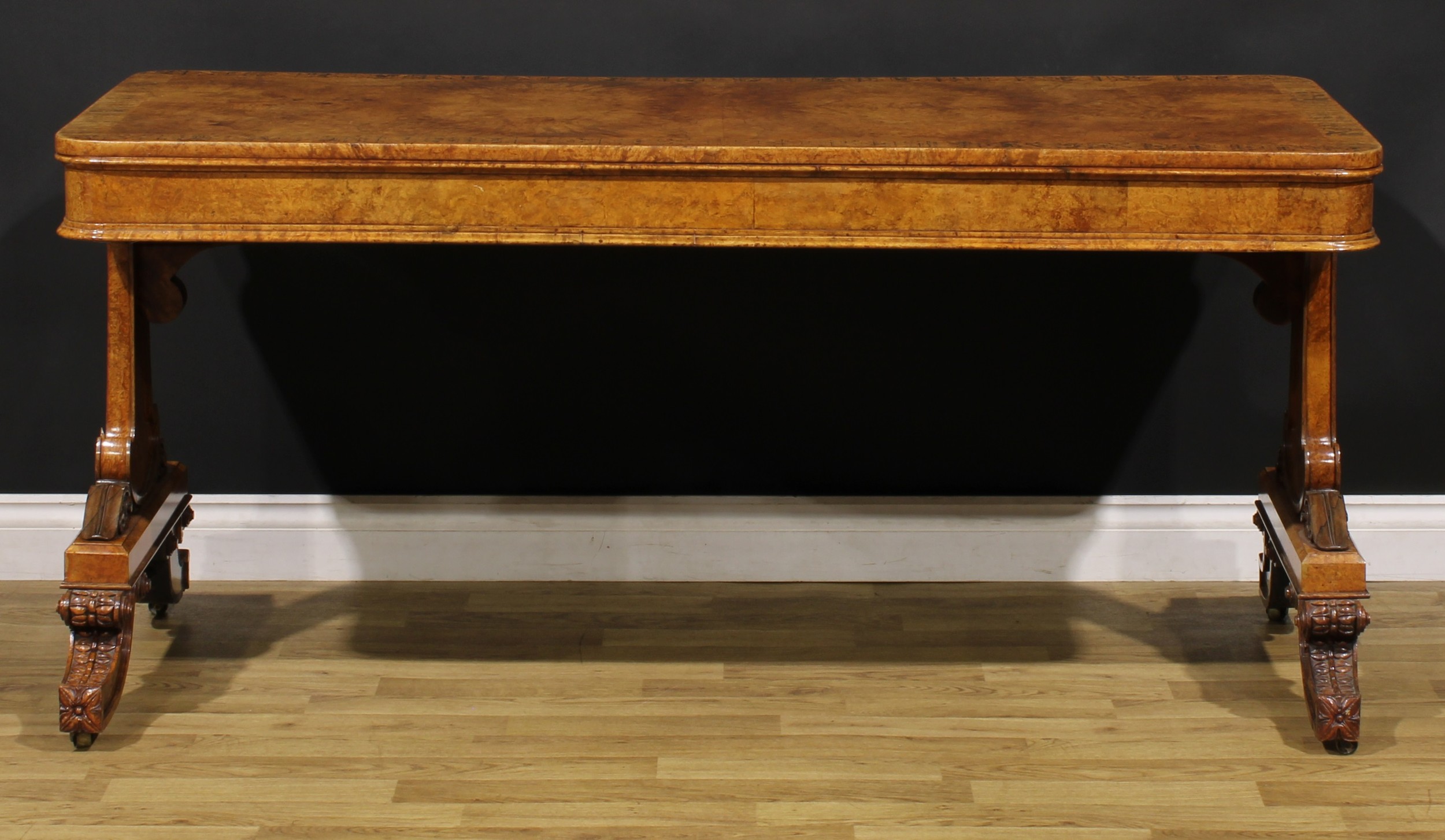 A William IV burr walnut and zebrawood marquetry library table, in the manner of George Bullock, - Image 6 of 6