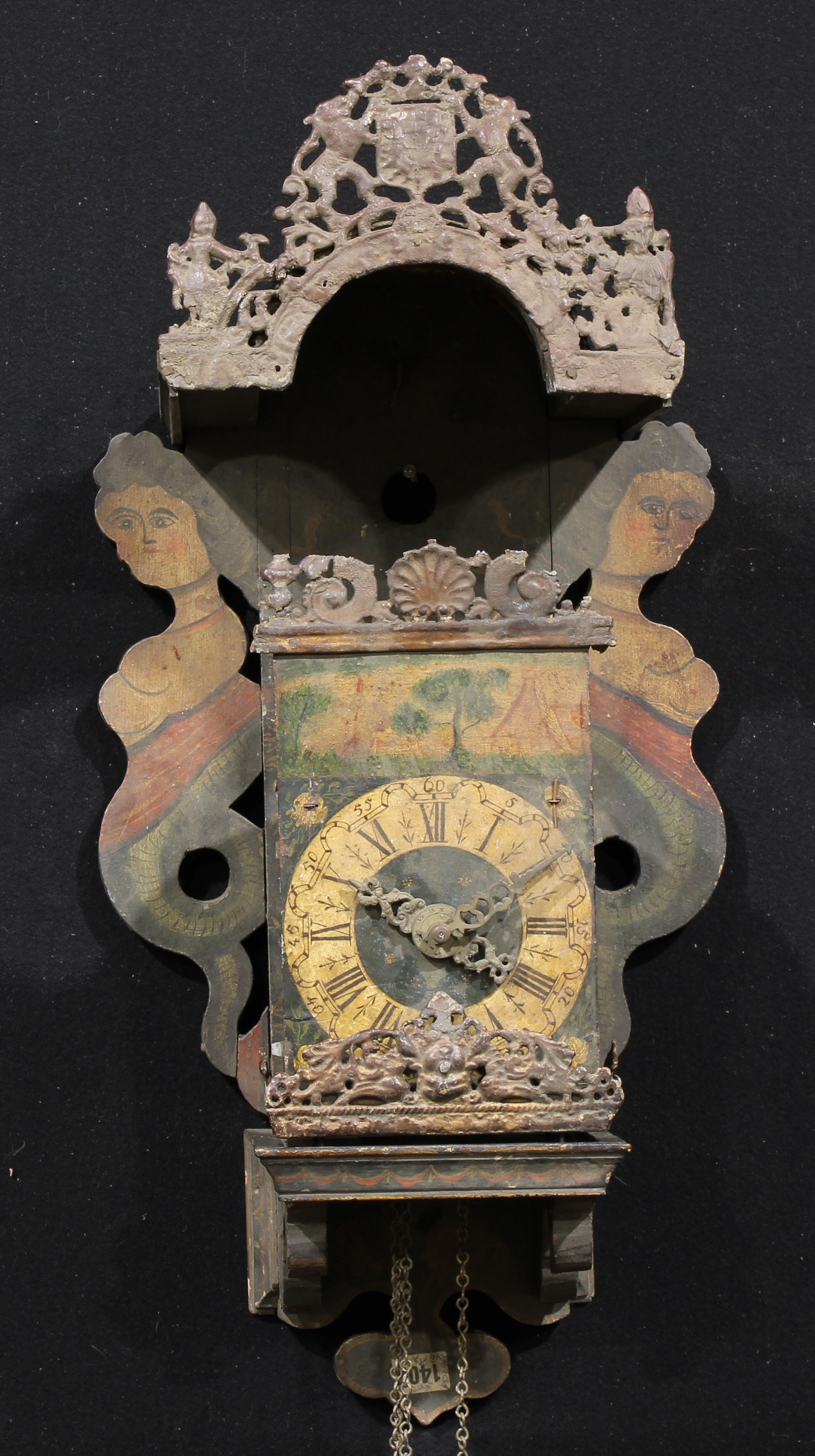 An early 19th century and later Dutch Zaanse clock, 17cm painted dial inscribed with Roman and