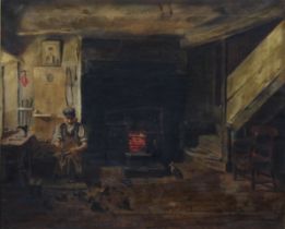 A.E. White (early 20th century) Cobbler at Last, signed and dated 1906, oil on canvas, 49.5cm x 60cm