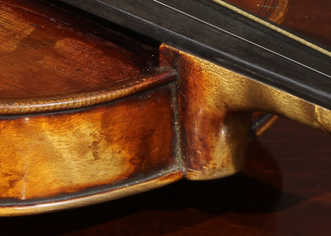 A violin, the two-piece maple back 35.5cm long excluding button, paper label printed Copy of Gio - Image 9 of 14