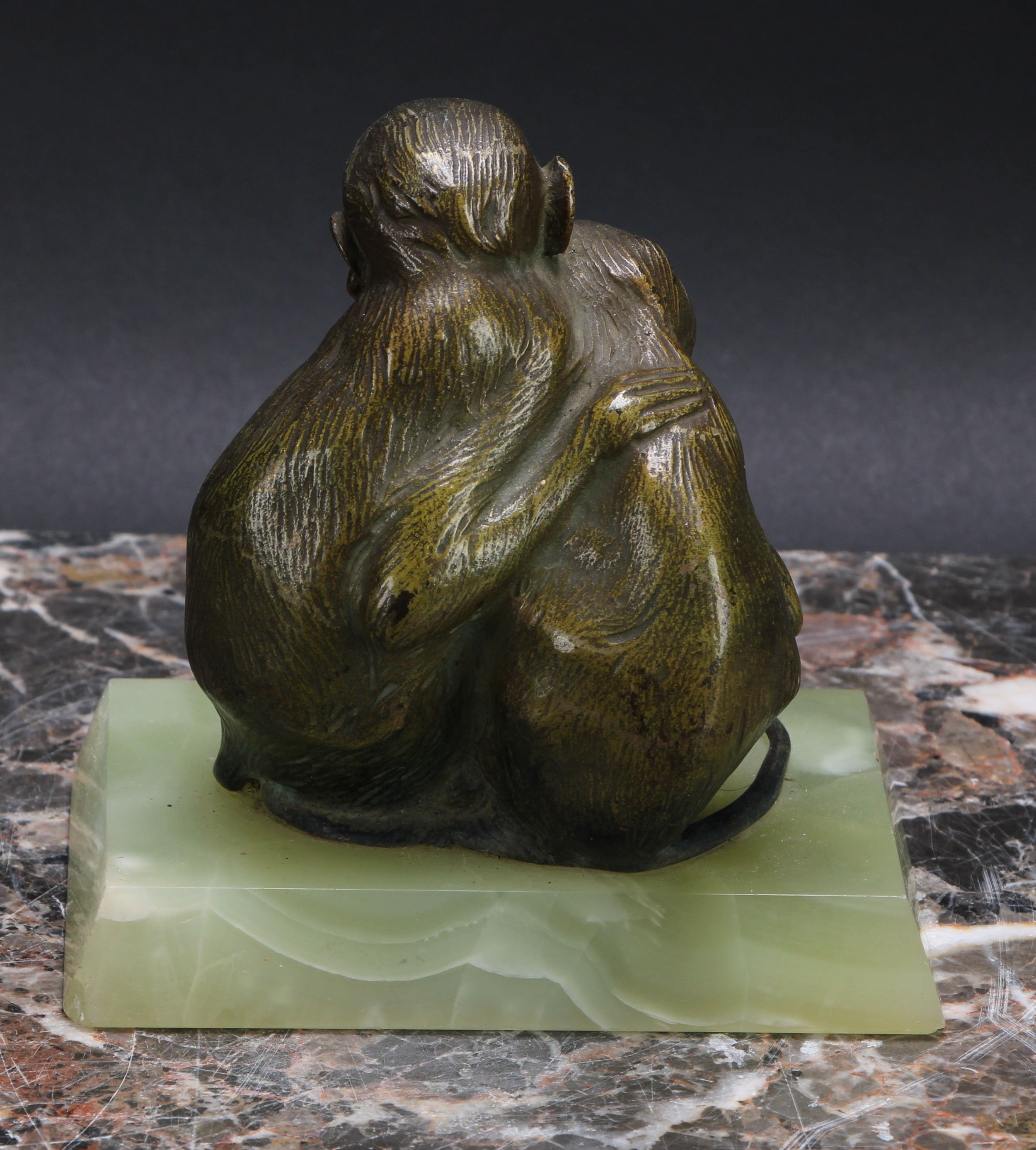 Austrian School (second quarter 20th century), a cold painted bronze, Two Monkeys, rectangular - Image 4 of 4