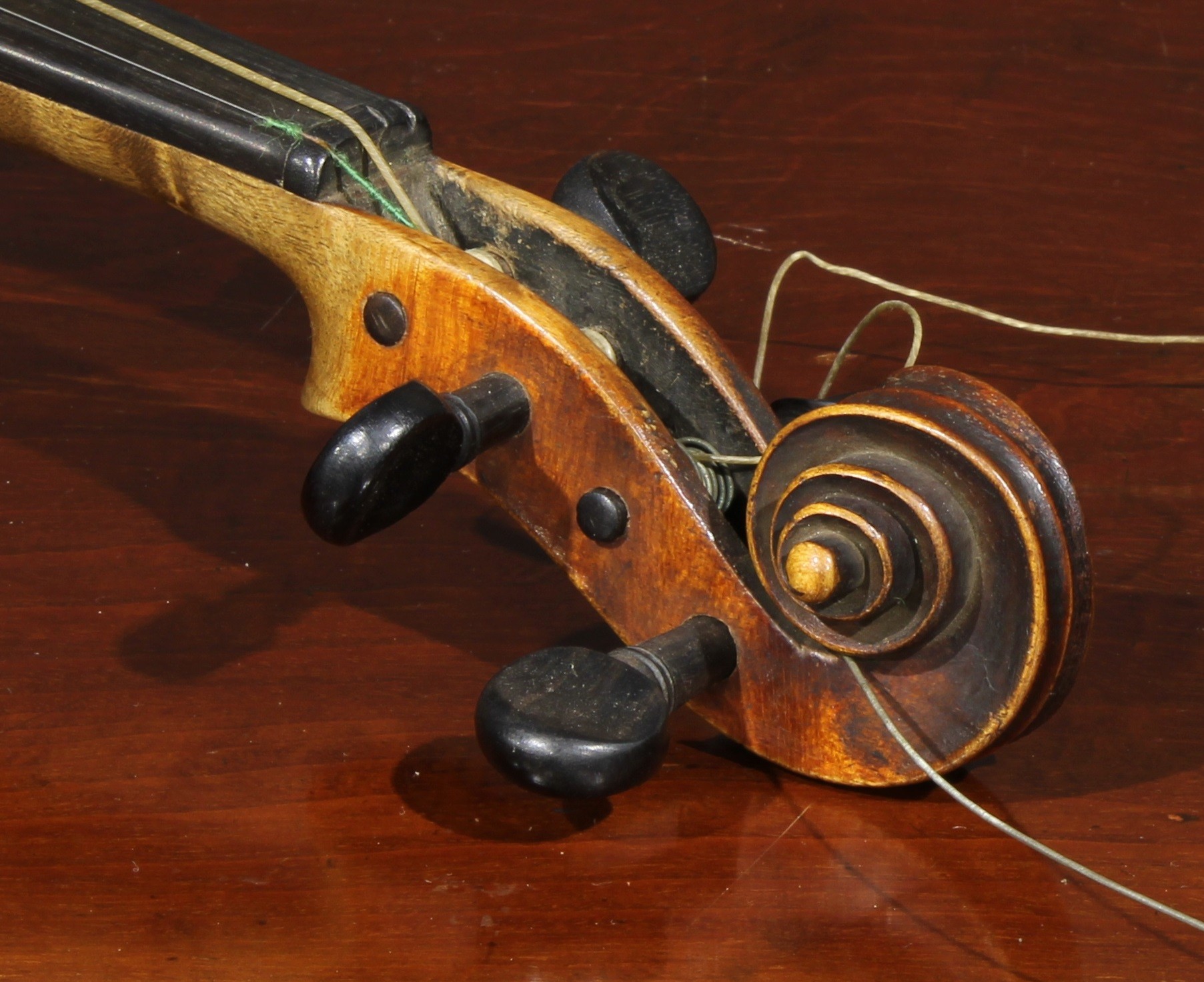 A violin, the two-piece maple back 35.5cm long excluding button, paper label printed Copy of Gio - Image 10 of 14