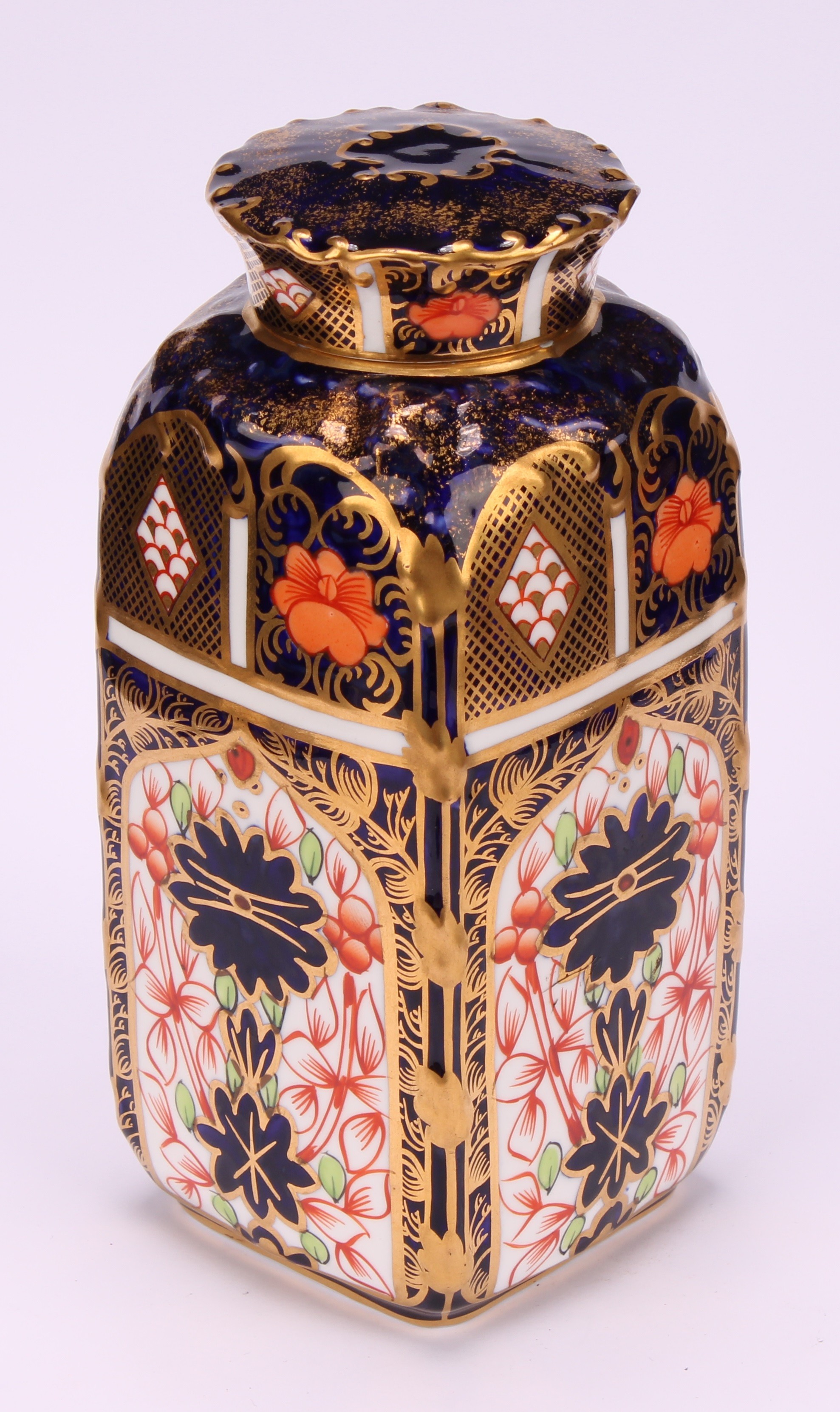 A set of three Royal Crown Derby 1128 pattern shaped rectangular caddies, shaped circular covers, - Image 17 of 19