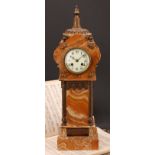 A late 19th century gilt metal mounted onyx tower-form architectural library clock, 8.5cm enamel