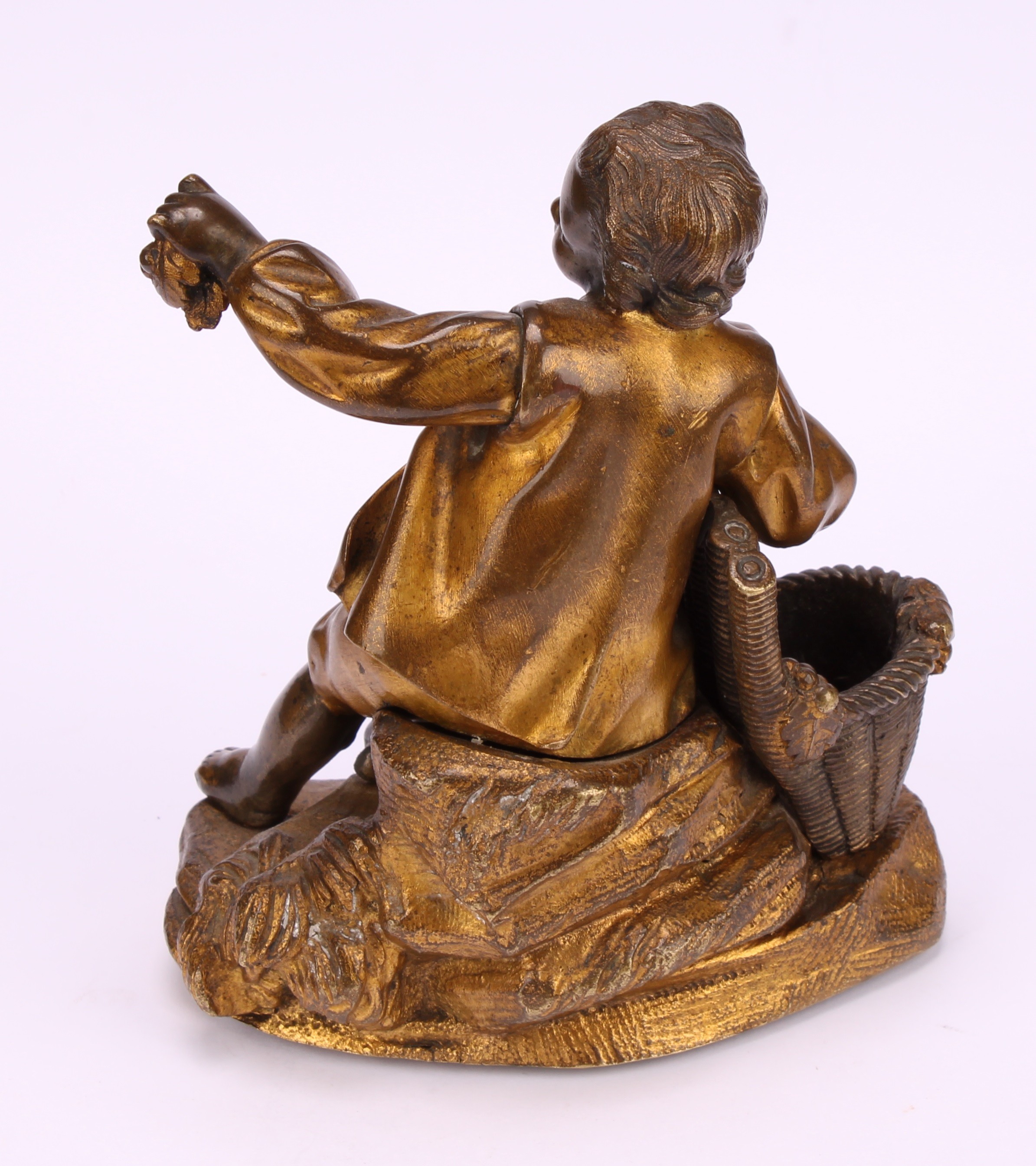 French School, late 19th century, a gilt bronze, Grape Picker, 13cm high; a silvered model, Sleeping - Image 5 of 13