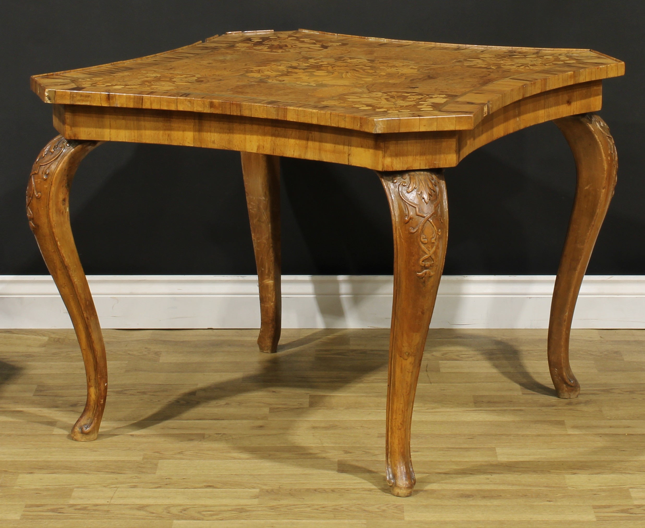 A pair of 19th century Italian Sorrento marquetry centre tables, each incurve canted square top - Image 4 of 9