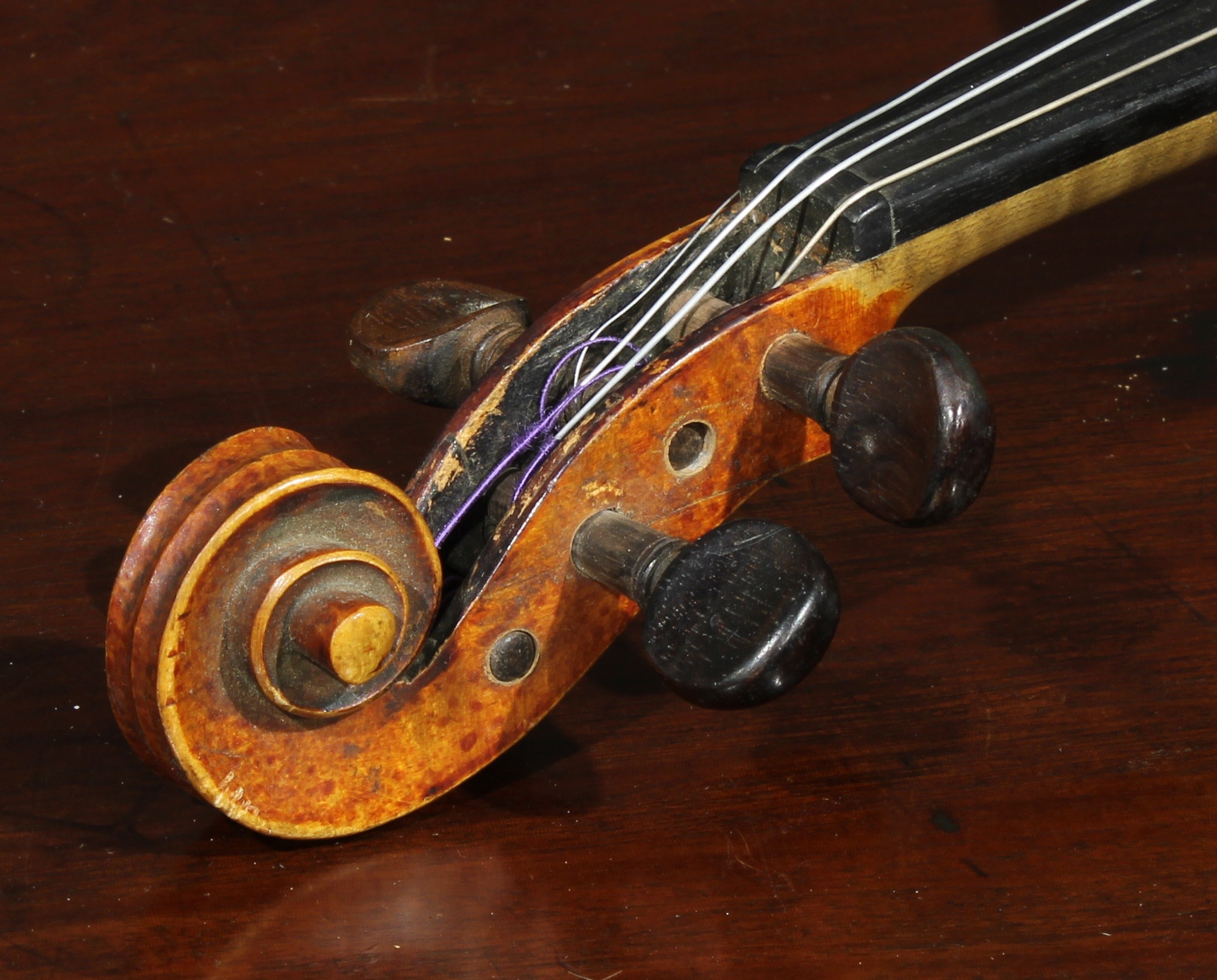 A German violin, the two-piece back 36cm long excluding button, paper label printed Manufactured - Image 3 of 10