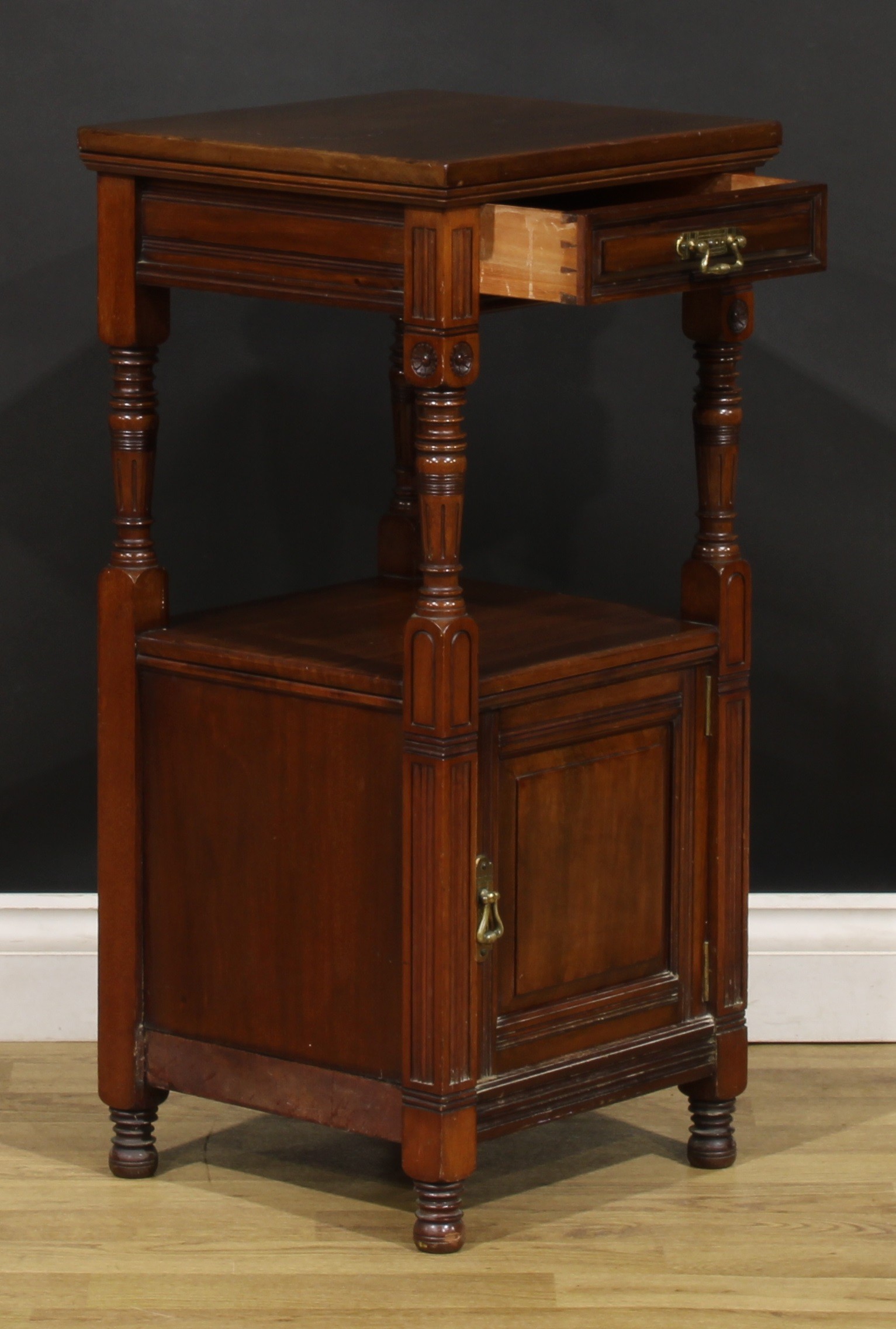 An Aesthetic Movement walnut bedroom cabinet, by Gillows of Lancaster and London, stamped L14946, - Image 4 of 7