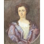 English School (18th century) Portrait of a Lady, Theodoria Ingram nee Gos watercolour, label to