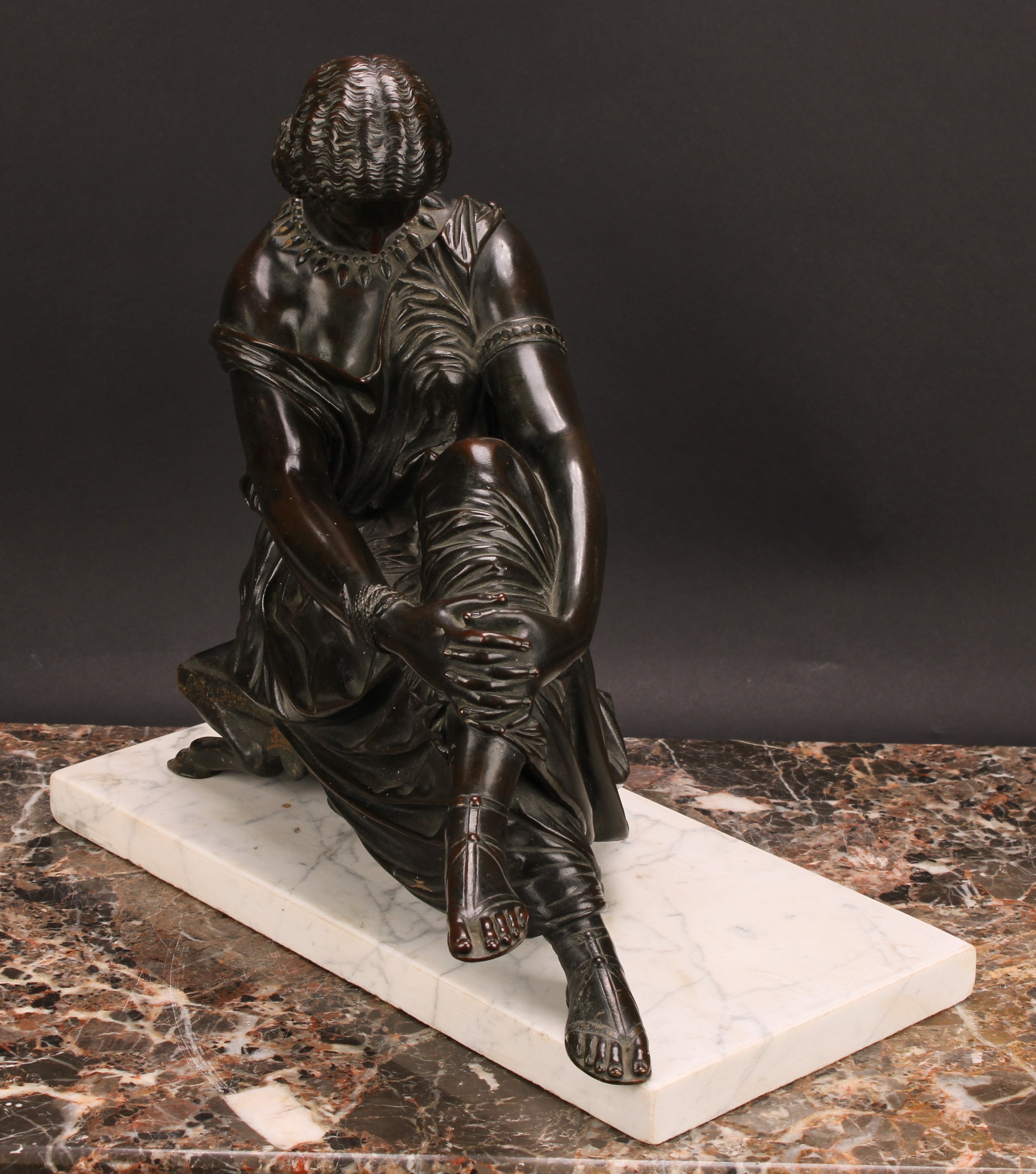 James Pradier (1790 - 1852), after, a dark patinated bronze, Sappho, signed in the maquette, Susse - Image 3 of 6