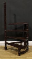 A set of George III Revival mahogany country house library steps, ring turned post, turned supports,